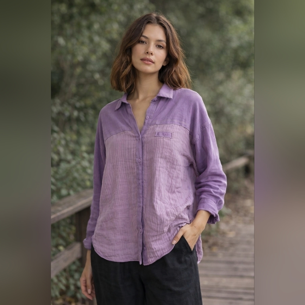 Urban Outfitters, Out From Under, Lightweight Button Up Blouse, Lilac, Size XS - Picture 1 of 7